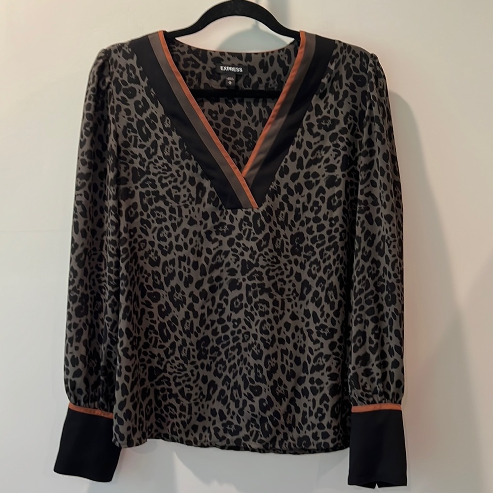 Express animal print, v neck blouse. Medium.